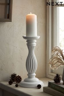 White White Pleat Pillar Candle Holder