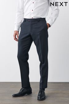 Navy Blue Slim fit Puppytooth Fabric Suit: Trousers