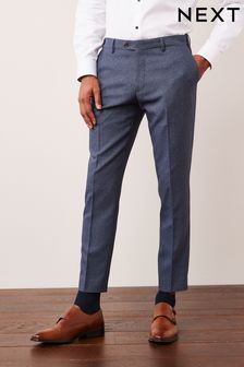 Light Blue Slim fit Puppytooth Fabric Suit: Trousers