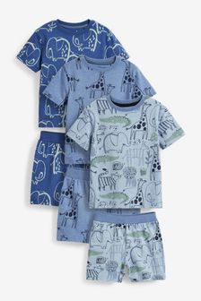 Blue Animals 3 Pack Short Pyjamas (9mths-12yrs)