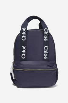 Chloe Kids Girls Branded Backpack in Navy