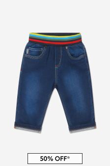 Paul Smith Junior Baby Boys Cotton Denim Trousers in Blue