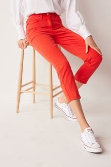 Red Cropped Slim Jeans