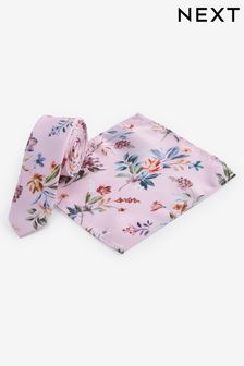 Pink Floral Tie And Pocket Square Set (1-16yrs)