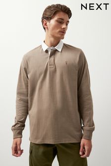 Neutral Brown Long Sleeve Rugby Shirt