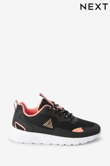 Black/Coral Lace-Up Trainers