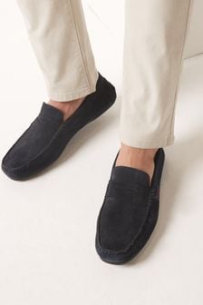 Navy Blue Tape Detail Driver Shoes