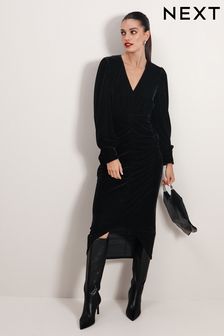 Black Velvet Midi Dress