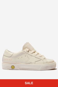 Golden Goose Kids Leather Naplack May Trainers in Cream