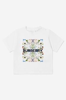 Burberry Kids Baby Boys Cotton Logo Print T-Shirt in White