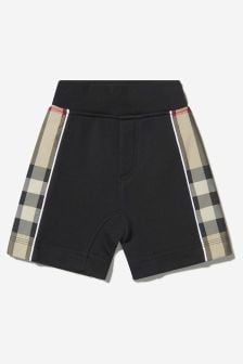 Burberry Kids Baby Check Panel Cotton Shorts