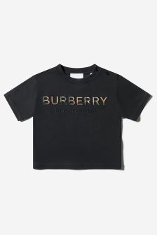 Burberryキッズ ベビー刺繍ロゴ コットン Tシャツ