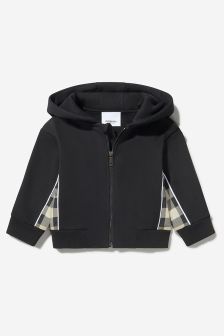 Burberry Kids Baby Boys Check Panel Cotton Hooded Top