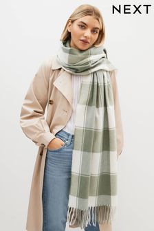 Green Check Midweight Scarf