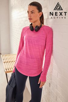 Bright Pink Active Lightweight Stitch Detail Long Sleeve Top