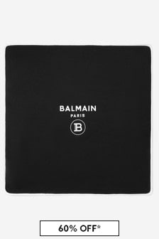 Balmain Baby Unisex Black Cotton Logo Blanket