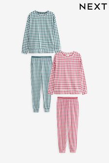 Blue/Pink Cotton Long Sleeve Pyjamas 2 Pack