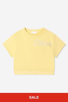 Chloe Kids Girls Organic Cotton Short Sleeve Sweater in Yellow
