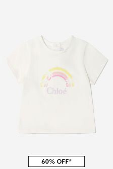 Chloe Kids Baby Girls Ivory Cotton Jersey T-Shirt