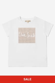 ELIE SAAB Girls Cotton Jersey Logo T-Shirt in White