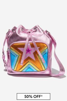 Stella McCartney Kids Girls Faux Leather Star Shoulder Bag in Pink