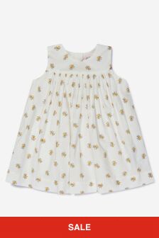 Bonpoint Baby Girls Cotton Poplin Floral Print Dress in Cream