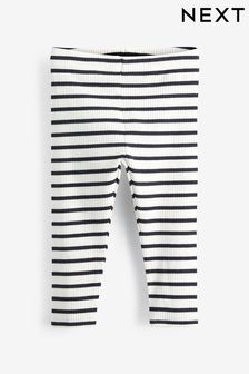 Black/White Stripe Rib Jersey Leggings (3mths-7yrs)