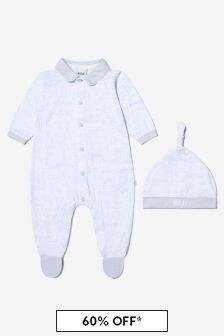 Boss Kidswear Baby Boys Organic Cotton Sleepsuit And Hat Gift Set in Blue