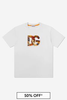 Dolce & Gabbana Kids Boys Cotton Marble Print Logo T-Shirt