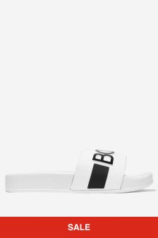 حذاء مفتوح أبيض بشعار من البولي فينيل كلوريد للأولاد من Boss Kidswear