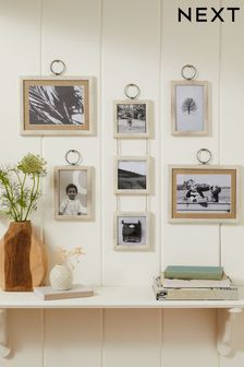 White Set of 5 White Hanging Salvage Picture Frames