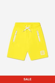Boss Kidswear Boys Cotton French Terry Branded Shorts in Yellow
