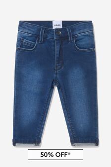 Boss Kidswear BOSS Baby Boys Blue Cotton Fleece Denim Trousers