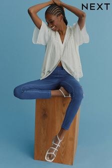 Blue Dark Wash Jersey Denim Leggings