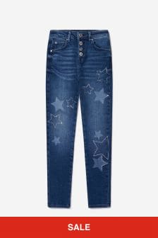 Guess Girls Denim Diamanté Star Skinny Jeans in Blue