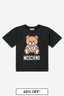 Moschino Kids Unisex Cotton Teddy Toy Logo T-Shirt in Black