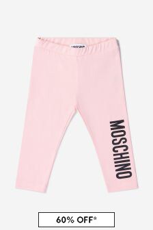 Moschino Kids Baby Girls Cotton Logo Leggings in Pink