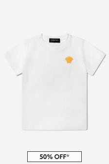 Versace Unisex Cotton Jersey Medusa Logo T-Shirt in White