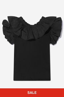 MSGM 걸즈 코튼 저지 와 태피터 드레스 에 블랙