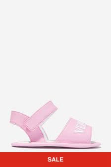 Versace Baby Girls Leather Embroidered Logo Pre-Walker Sandals in Pink