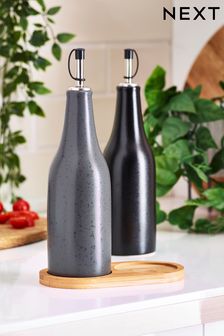 Black/Grey Black/Grey Set of 2 Oil Bottles Set of 2 Bronx Oil Bottles