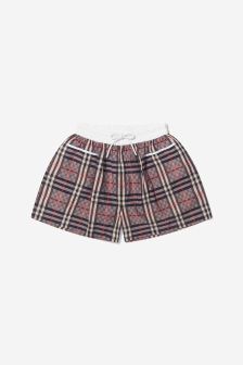 Burberry Kids Girls Cotton Check Shorts in Pink