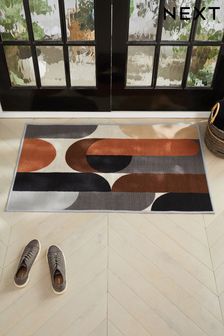 Monochrome Monochrome Washable Retro Shapes Doormat
