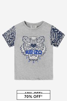 Kenzo Kids Kenzo Baby Boys Grey Cotton Jersey Tiger T-Shirt