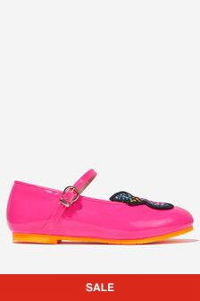 Sophia Webster ピンクの女の子の革刺繍蝶の靴