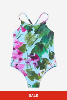 بدلة سباحة بنفسجي طبعة زهور للبنات البيبي من Dolce & Gabbana Kids