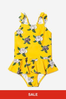 Mini Rodini Girls Yellow Rose Print Skirt Swimsuit
