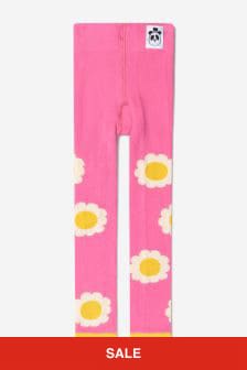 Mini Rodini Girls Organic Cotton Flower Leggings in Pink