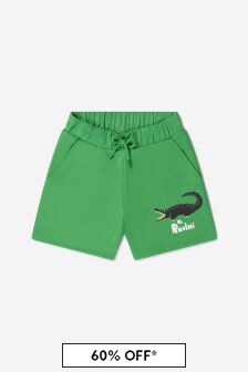 Mini Rodini Unisex Organic Cotton Crocodile Shorts in Green