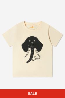 Mini Rodini Unisex Organic Cotton Elephant T-Shirt in Off White